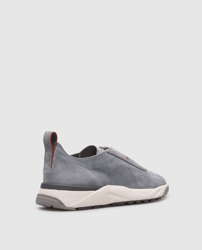 Santoni Сірі замшеві кросівки NEW LEAS5 з логотипом MBIM22032BGRTSEQ