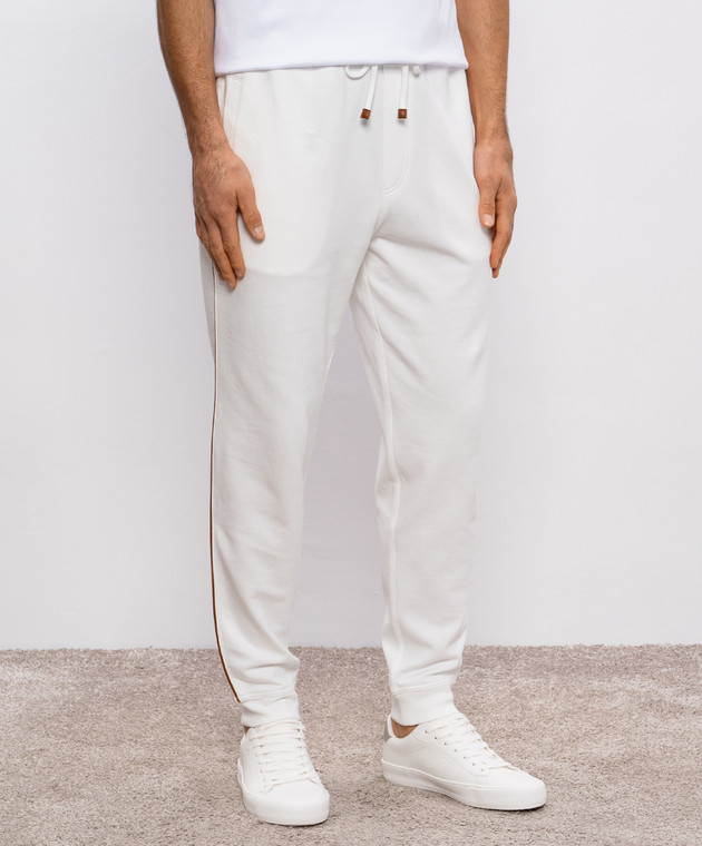 Brunello Cucinelli Білі спортивні штани з контрастним окантуванням MW8633311G зображення 3