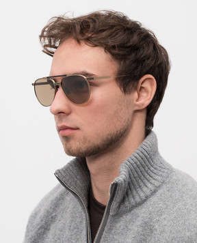 Brunello Cucinelli Коричневые солнцезащитные очки-авиаторы из титана MOCPATTS11