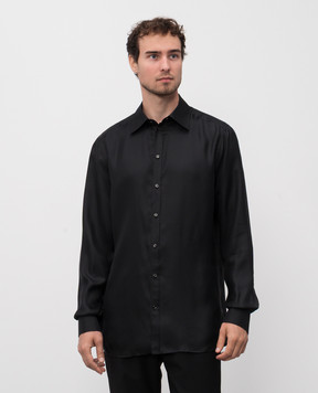 Dolce&Gabbana Чорна сорочка із шовку G5MM4TFU10S
