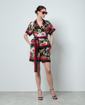 Dolce&Gabbana Черные шорты из шелка в цветочный принт. FTAM7THI1RG