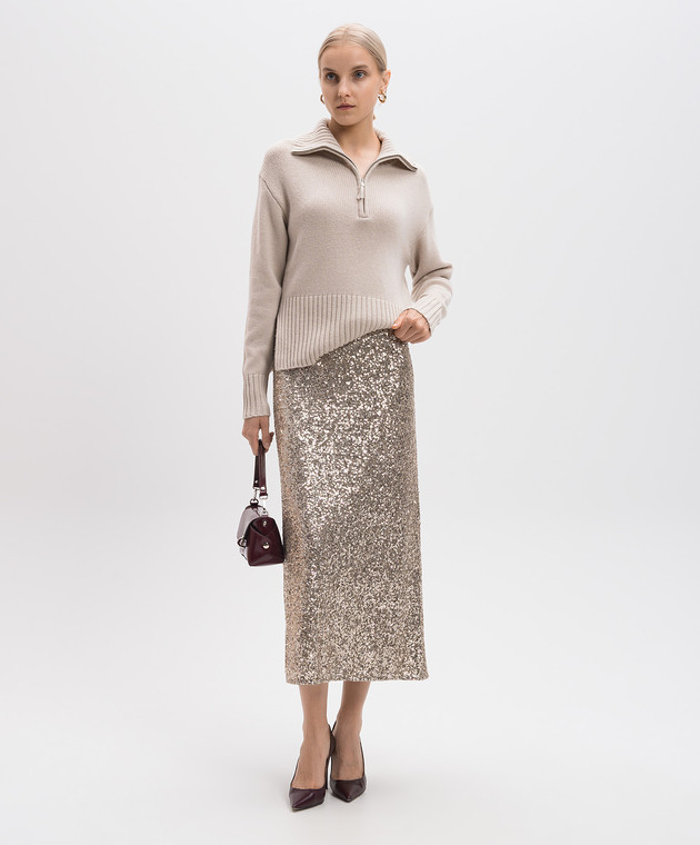 Allude Бежевый свитер из шерсти и кашемира с воротником 24517644 изображение 2