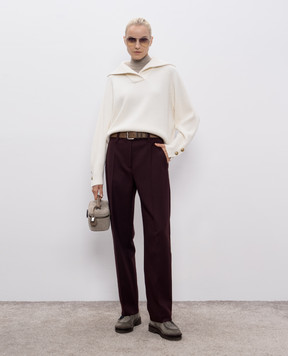 Brunello Cucinelli Бежевий светр з вовни, кашеміру та шовку M16725102