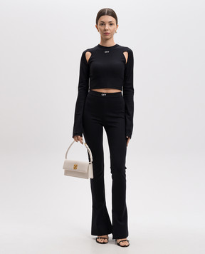 Off-White Черные брюки клеш с принтом логотипа OWCD023C99JER001