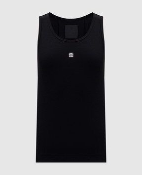 Givenchy Чорний топ в рубчик з емблемою BW70CH3YQS