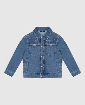 Balmain Дитяча синя джинсова куртка з логотипом BV2P17Z23631214