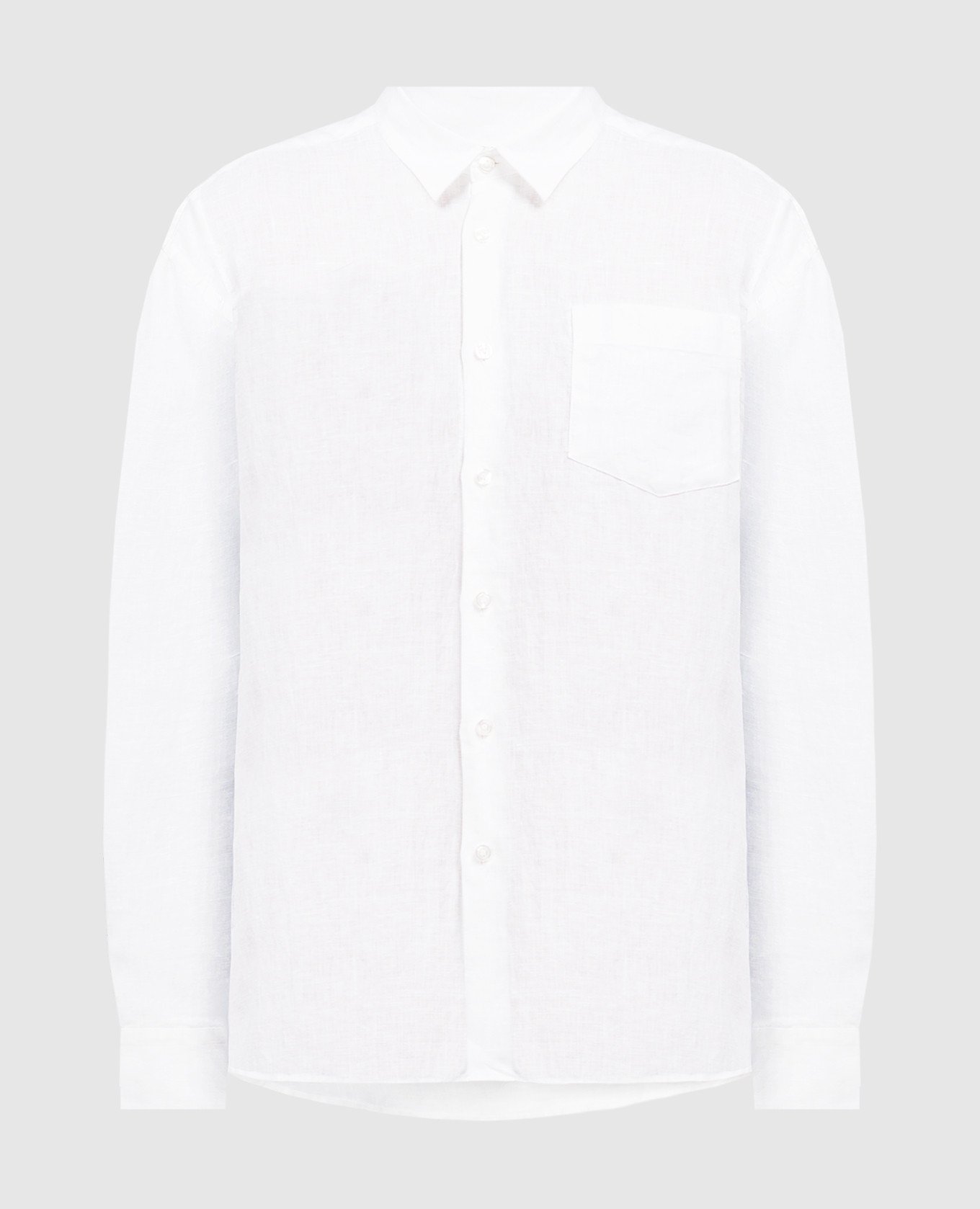 White linen shirt with logo embroidery
