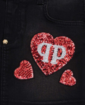 Philipp Plein Детская черная джинсовая юбка с логотипом GDV00061216