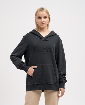 Balmain Серые худи с вышивкой логотипа DH1JT216BC72