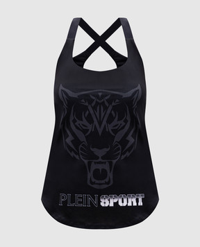 Plein Sport Черный топ с принт логотип эмблемы WJK0025