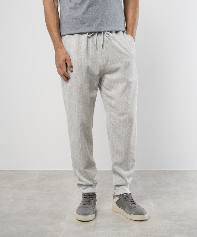 Brunello Cucinelli Сірі джогери в смужку MM8333233G зображення 3