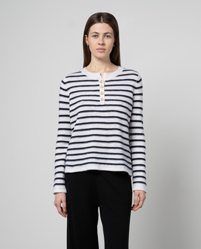 Allude Белый джемпер в полоску из шерсти и кашемира 24217023