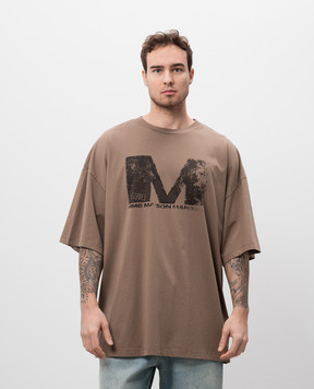 Maison Margiela MM6 Коричнева футболка з принтом SH0GC0048S24312