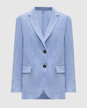 Brunello Cucinelli Блакитний жакет з льону з люрексом MH5477281