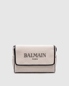 Balmain Дитяча бежева пеленальна сумка для прогулянок з вишивкою логотипа BW0528Z1839