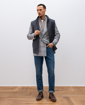 Brunello Cucinelli Бежевый джемпер из кашемира с молнией M2200124