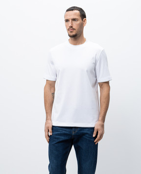 Brunello Cucinelli Белая футболка прямого кроя с эффектом наложения слоев M0B137427