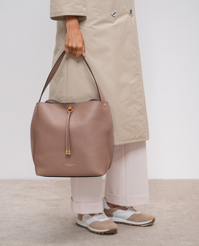 Gianni Chiarini Коричневая кожаная сумка EGLE с принтом логотипа BS10974TKLSD