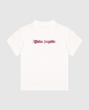 Palm Angels Дитяча біла футболка з принтом логотипа PBAA003F25JER001412