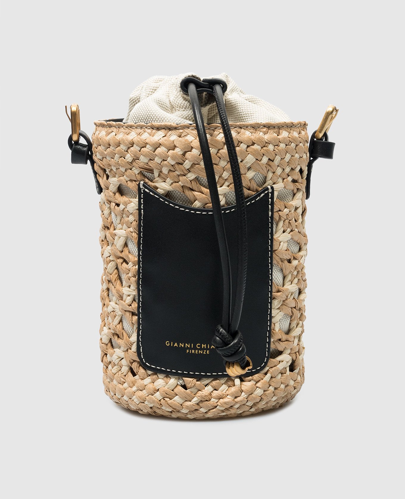 SAONA black woven satchel bag with logo
