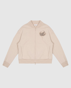 Brunello Cucinelli Детский бежевый бомбер с аппликацией BN05NE872C