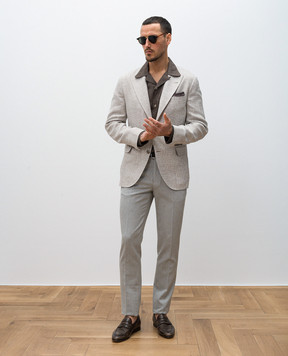 Brunello Cucinelli Серые брюки с шерстью ME262I1770