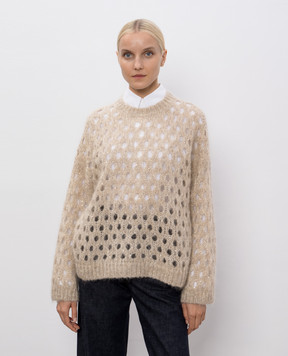 Brunello Cucinelli Бежевый свитер с шерстью MNA326500