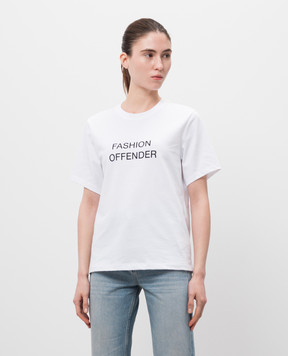 Victoria Beckham Біла футболка з принтом напису Fashion Offender 1125JTS006357A