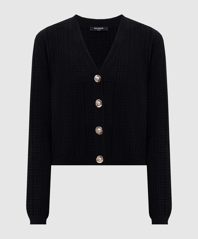 Balmain Чорний кардиган у візерунок монограми FF1KL162KI63