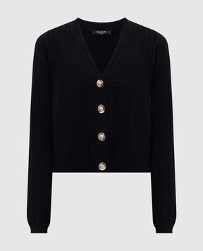 Balmain Чорний кардиган у візерунок монограми FF1KL162KI63