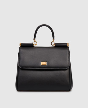 Dolce&Gabbana Чорна шкіряна сумка сетчел My Sicily BB7781B7321