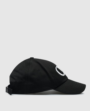 Off-White Чорна кепка з контрастною вишивкою логотипа OMLB069C99FAB001