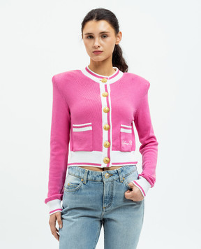Balmain Рожевий кардиган з вишивкою логотипа DF1KL133KG48
