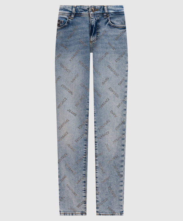 新品 VERSACE JEANS COUTURE Versace Jeans Couture - Голубые джинсы скини в логотип шаблон с