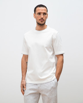 Brunello Cucinelli Белая футболка с эффектом наложения слоев M0B137427