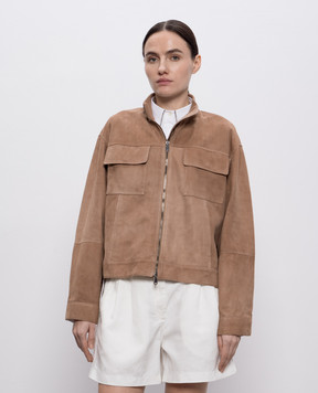 Brunello Cucinelli Коричневая замшевая куртка Couture MPCAI7882