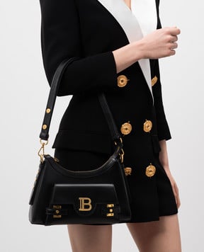 Balmain Черная кожаная сумка-хобо B-Buzz DN1BT904LSLX