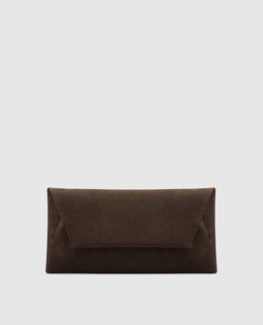 Brunello Cucinelli Коричневий замшевий клатч Envelope з логотипом MBDLD2563