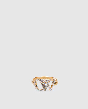 Off-White Золотое кольцо с кристаллами. OWOC11AC99MET001