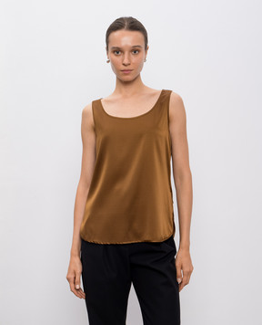 Max Mara Коричневый топ PAN из шелка PAN