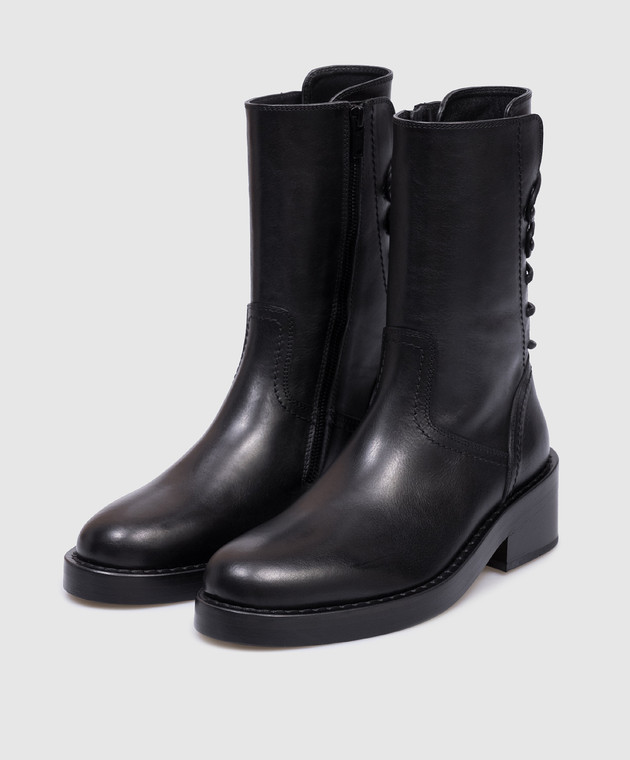 Ann Demeulemeester Черные кожаные ботинки Henrica 2201WA02380 изображение 2