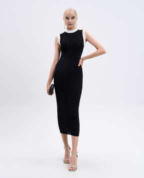 Balmain Чорна сукня міді у візерунок FF1RJ032KI64