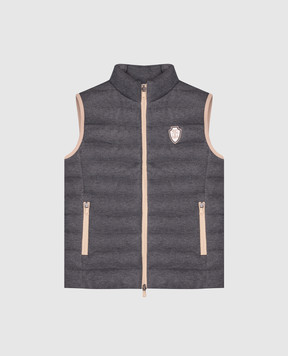 Brunello Cucinelli Дитячий сірий пуховий жилет з емблемою BG927J018C