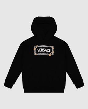 Versace Дитяче чорне худі з принтом логотипа 10183311A14909