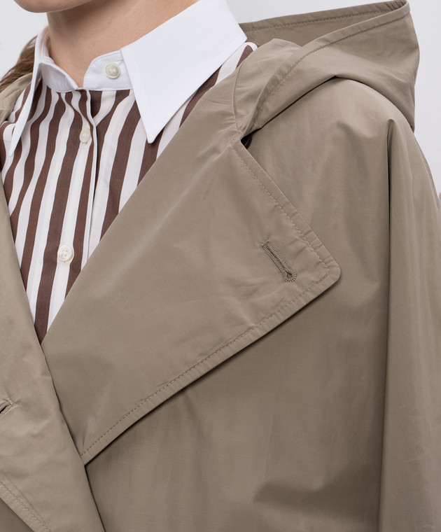 Brunello Cucinelli Бежевая двубортная куртка с цепочкой мониль MG5017868 изображение 5