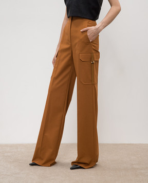 Max Mara Коричневі штани кльош EDDA з вишивкою логотипа EDDA