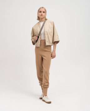 Twinset Коричневые джогеры из шерсти и кашемира с люрексом 232TT3201