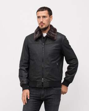 Cashmere&Whiskey Чорна шкіряна куртка 232675S78338