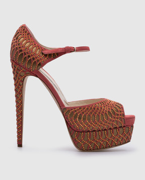Brian Atwood Розовые кожаные туфли с кристаллами TRIBECA