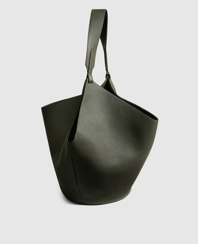 Khaite Зелена шкіряна сумка тоут з логотипом HAITEBAG